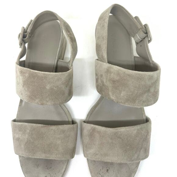 VINCE Suede Taye Two-Strap Block Chunky Heel Sandal in Woodsmoke - Sz 7.5 - Picture 5 of 8